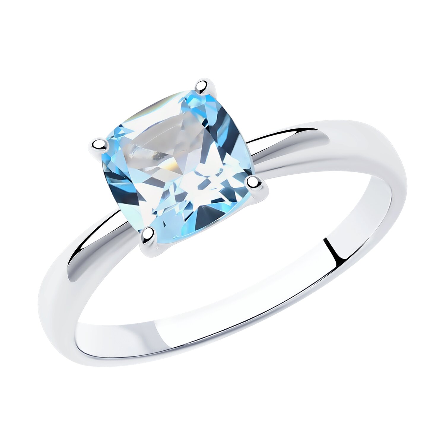 Silver ring with topaz “Azure Halo”