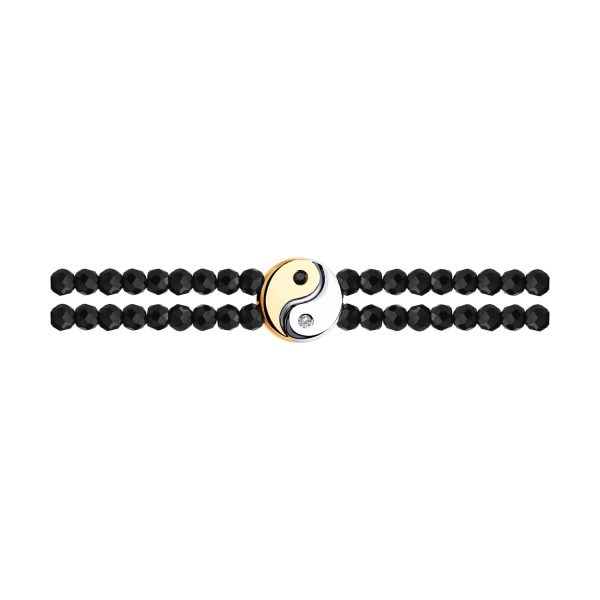 Red and White Gold Bracelet "Yin Yang" with Black Diamonds