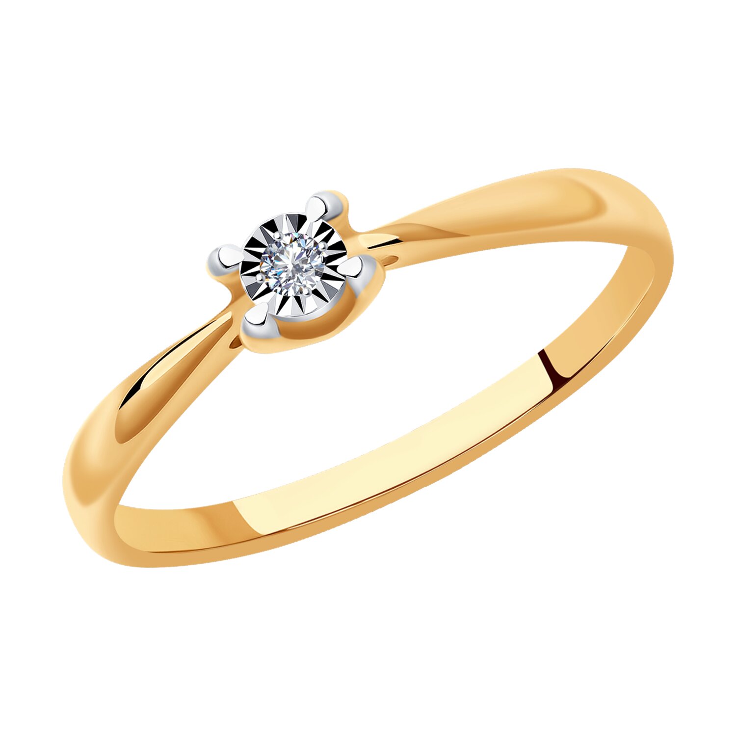 Red gold ring with diamond “Flaming Flower”