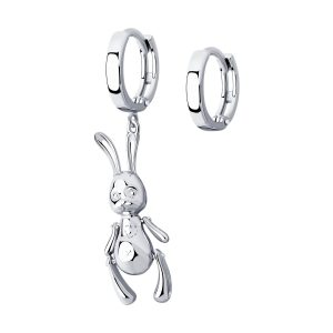 Silver Lunar Bunnies Earrings with whimsical hare design