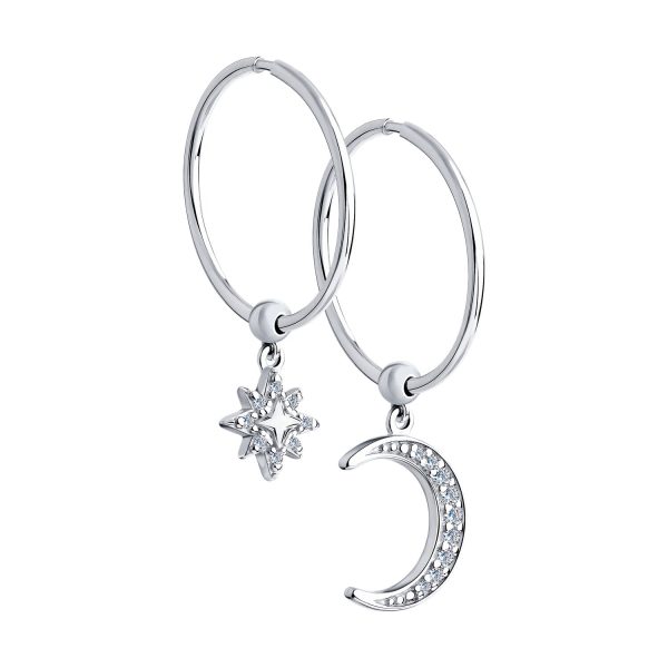 Silver Moonlight Earrings with zircon sparkle