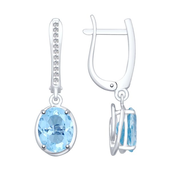 Silver Blue Harbor Earrings with deep blue topaz and zircon