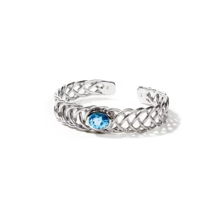 Silver Cuff Bracelet "Serenity" with blue topaz