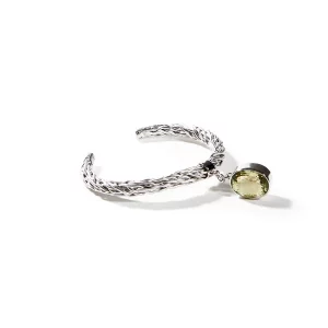 Silver Cuff Bracelet "Verdant Twist" with peridot