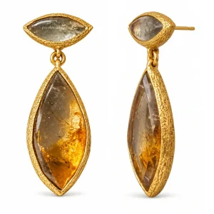 Ember Drift – Mercury Quartz Gold-Plated Earrings