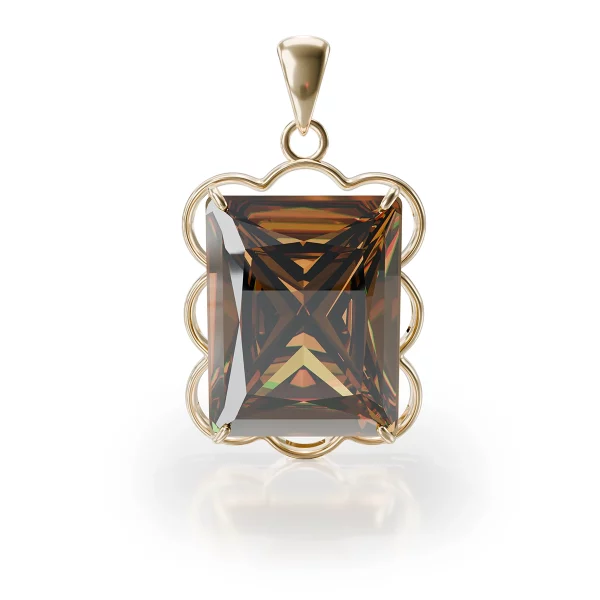 Zultanite Pendant in Sculpted Frame view 2, silver, gold plated, with zultanite, direct front view.