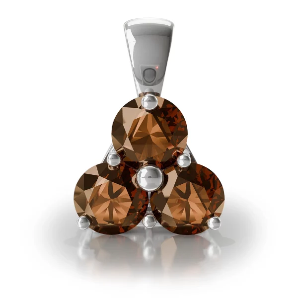 Silver Pendant with Zultanite Trio view 2, silver, rhodium plated, with zultanite, worn on model.