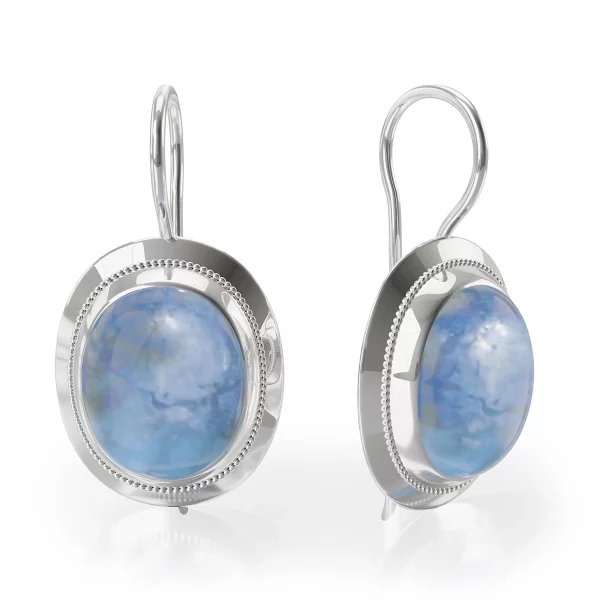 silver turquoise earrings, front view