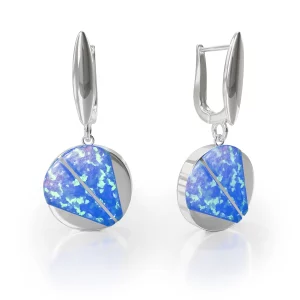 opalite rhodium silver earrings, front view