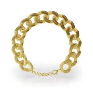 Gold-Plated Silver Chain Bracelet, silver, gold plated, direct front view.