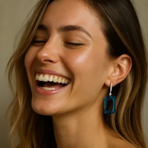 silver nephrite jade earrings, model