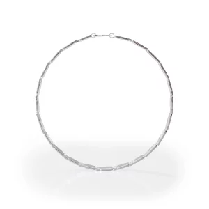 Opalite and Silver Tile Bracelet view 2, silver, with opalite, worn on model.