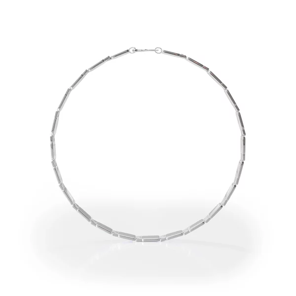 Opalite and Silver Tile Bracelet view 2, silver, with opalite, worn on model.