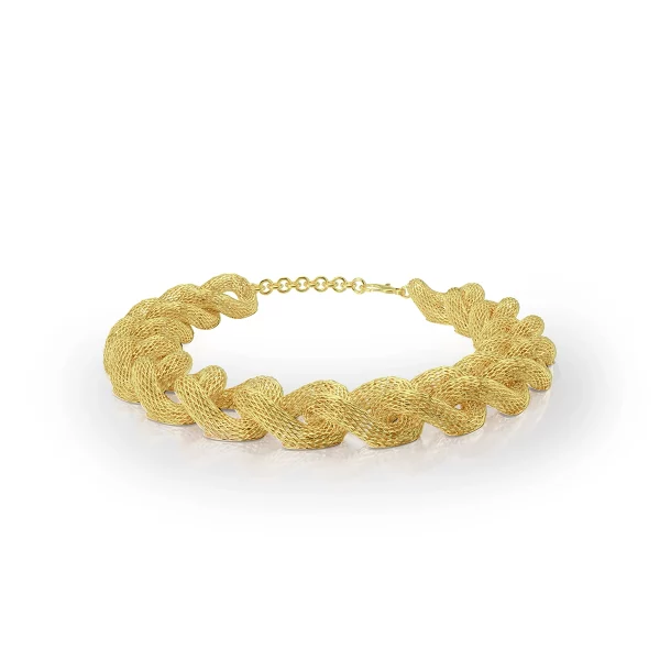 Gold-Plated Silver Chain Bracelet view 2, silver, gold plated, flat arrangement.
