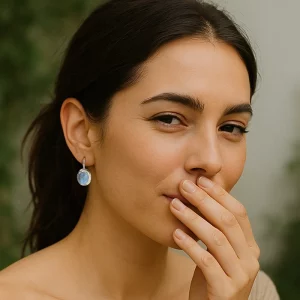 silver turquoise earrings, model