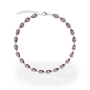 Amethyst Silver Link Bracelet, silver, with amethyst, full face view.