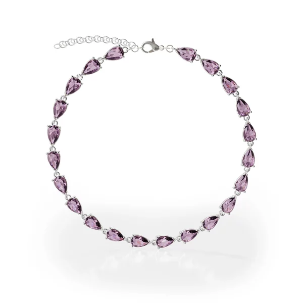 Amethyst Silver Link Bracelet, silver, with amethyst, full face view.
