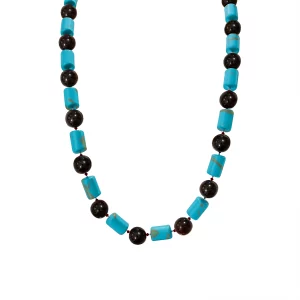 garnet and turquoise necklace, front view