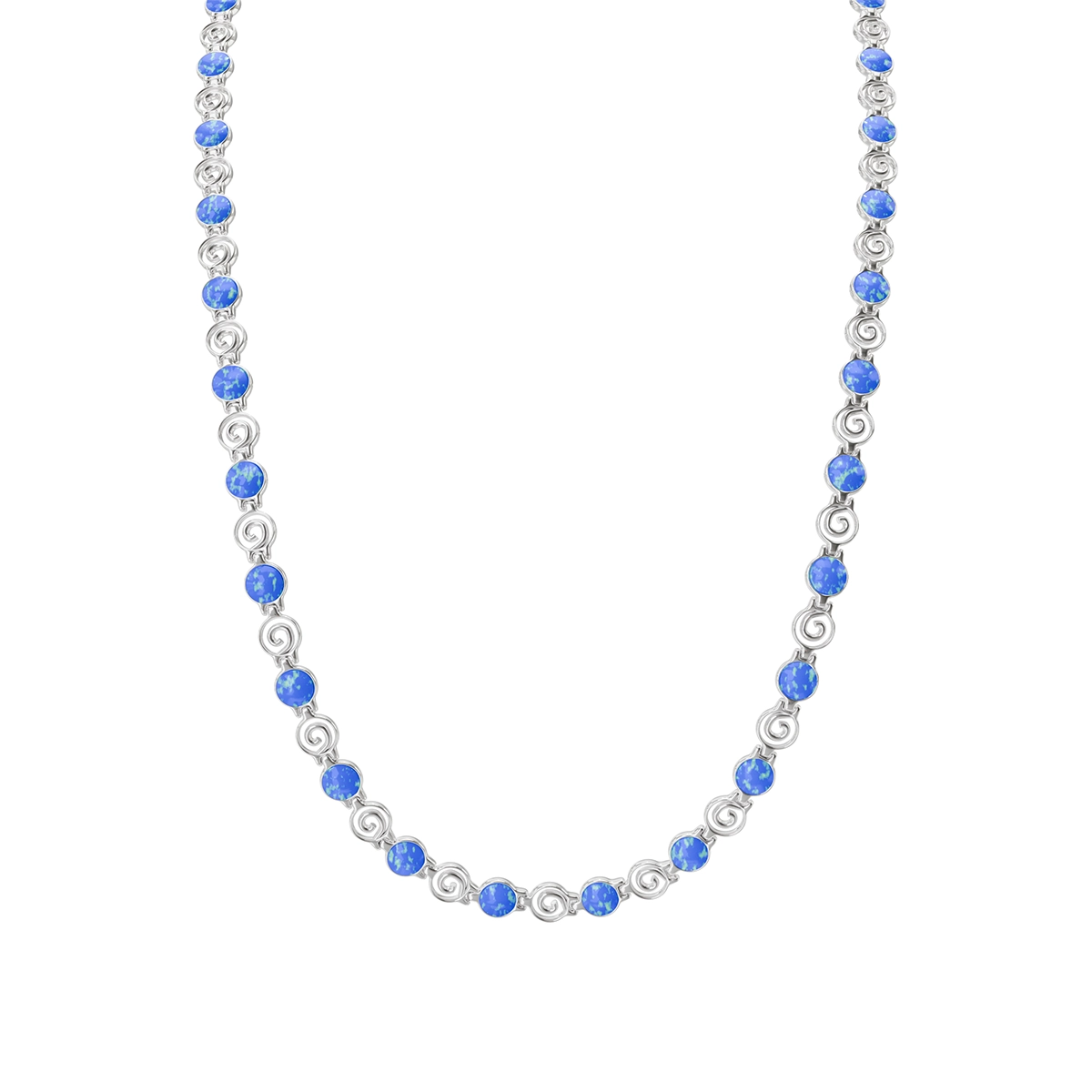 “Ocean Script” – Opalite Silver Necklace