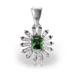 zultanite and zircon silver pendant, front view