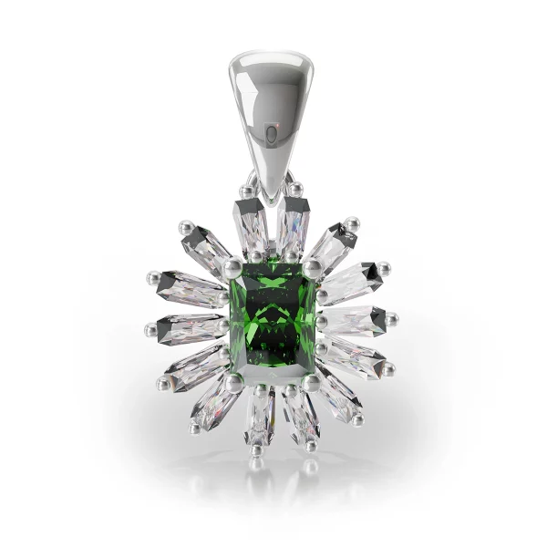 zultanite and zircon silver pendant, front view