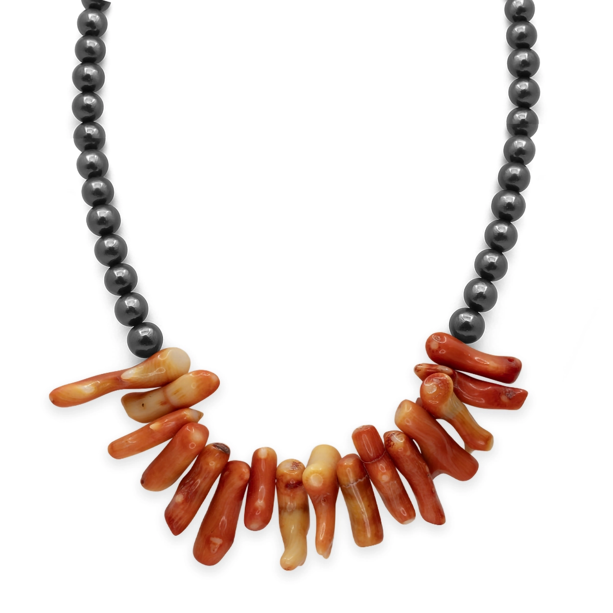 “Crimson Root” – Coral and Pearl Necklace