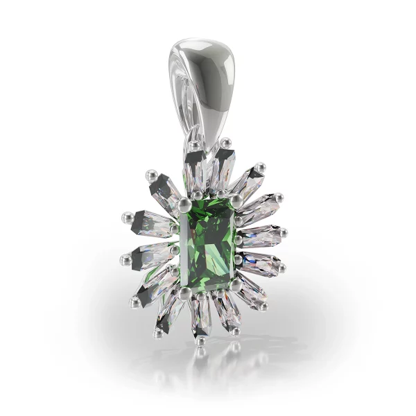 zultanite and zircon silver pendant, angle