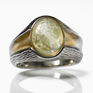 Silver quartz ring, front view