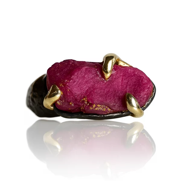 raw ruby ring, top view