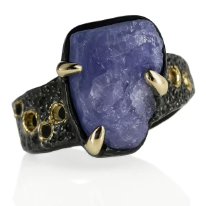 kyanite silver ring, top view