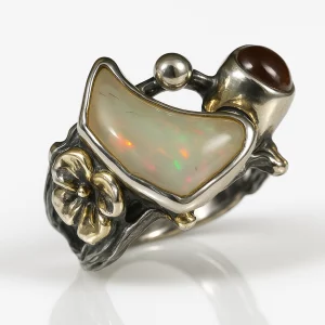 opal tourmaline ring, angled front view