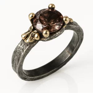 zultanite silver ring, angled view