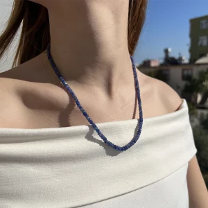 sapphire necklace, on model