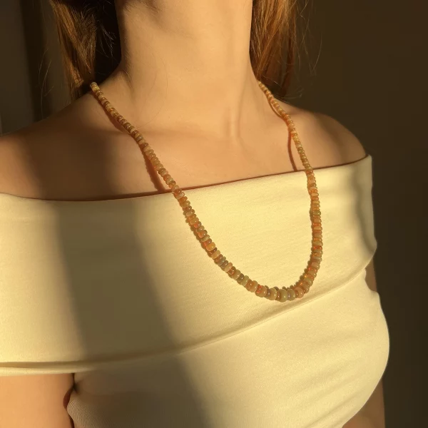 opal necklace, on model