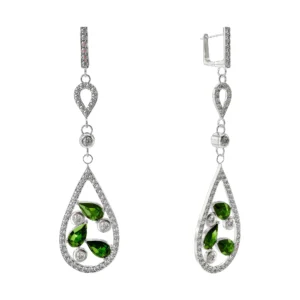 Emerald Trace – Zircon Drop Earrings