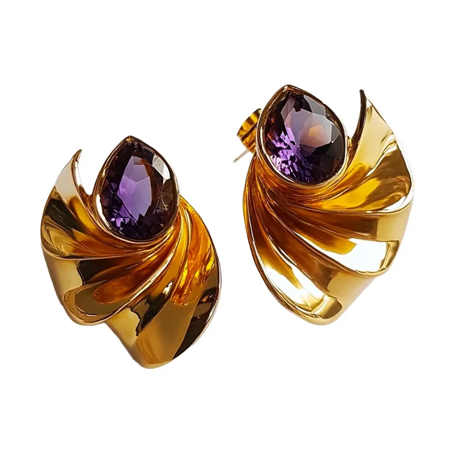 Amethyst Earrings in Gold-Plated Silver