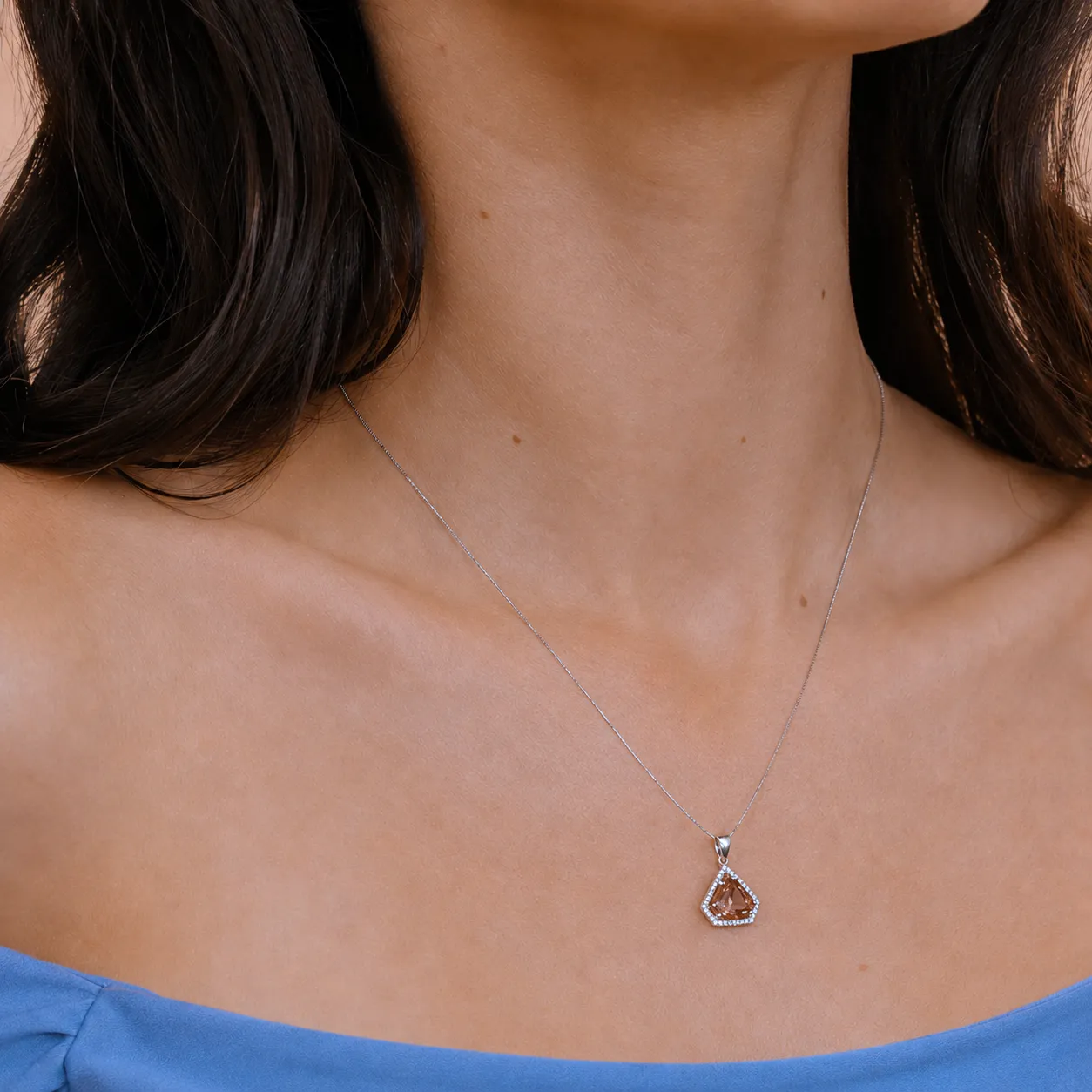 Zultanite Silver Pendant, worn on model