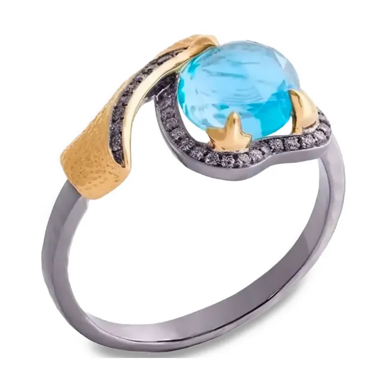 Asymmetrical Chalcedony Ring in gold-plated sterling silver