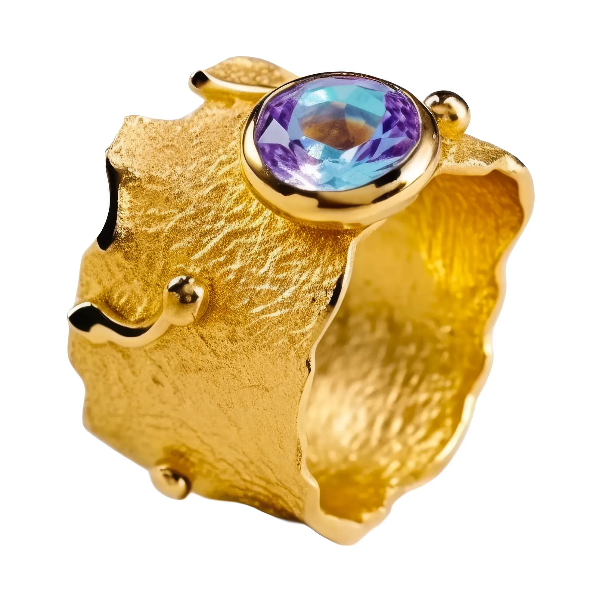Wide Mystic Topaz Ring in gold-plated sterling silver