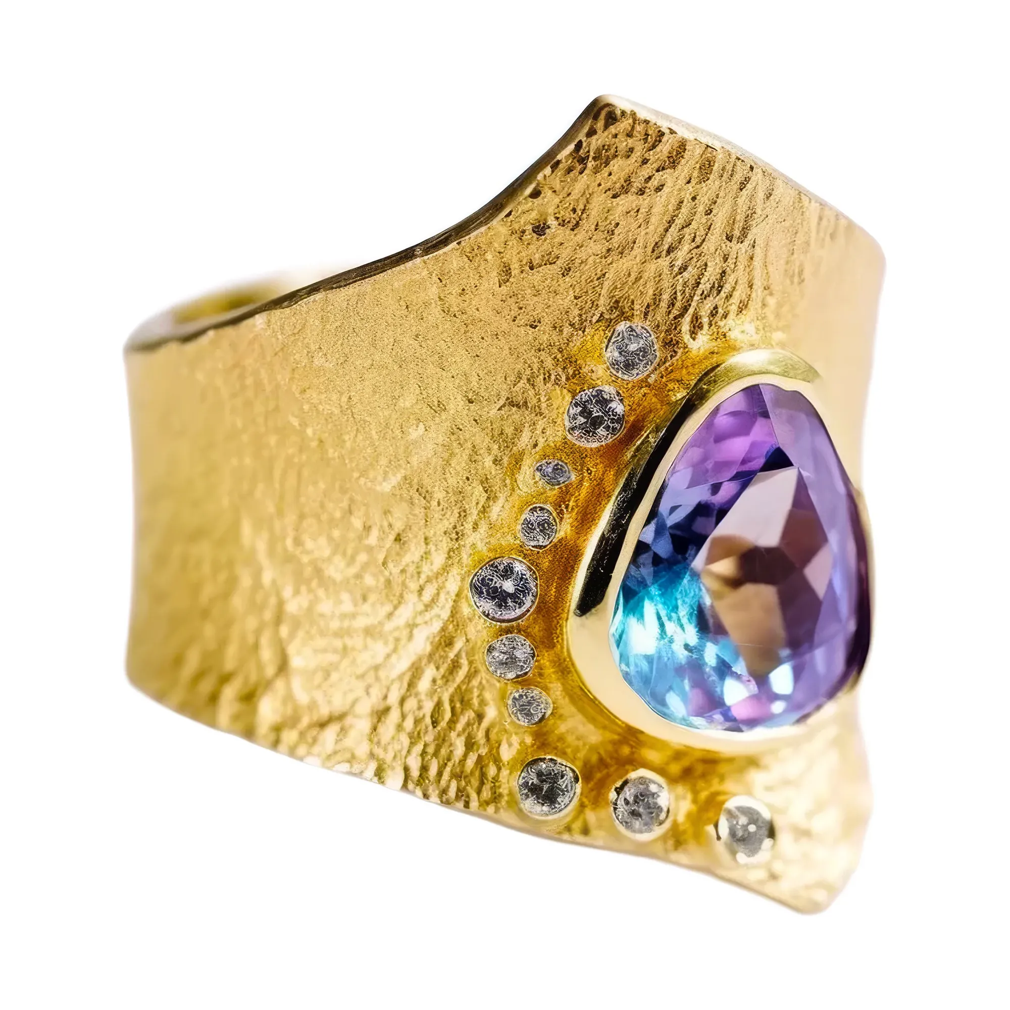 Textured Mystic Topaz Ring in gold-plated sterling silver