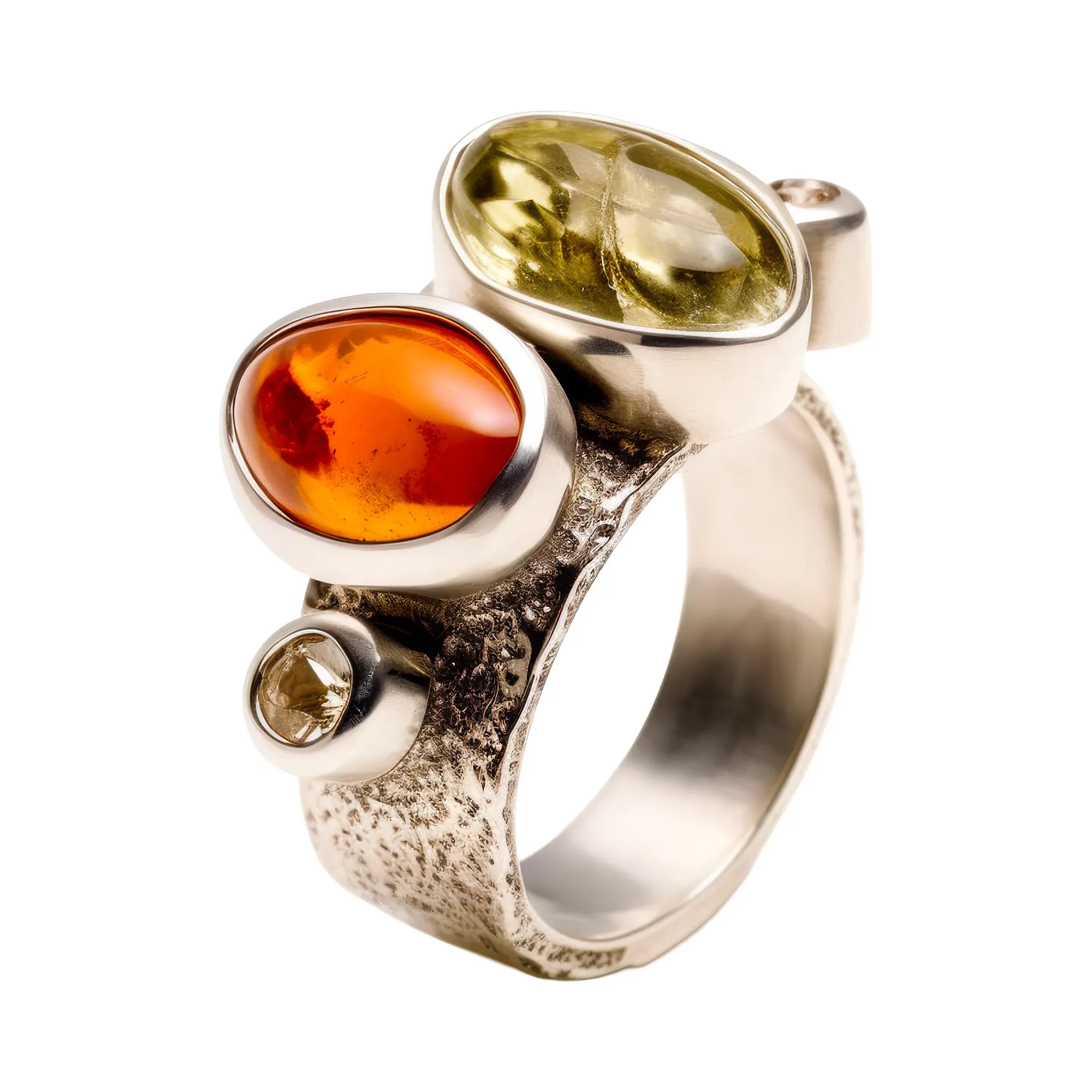 Textured Tourmaline Ring in sterling silver
