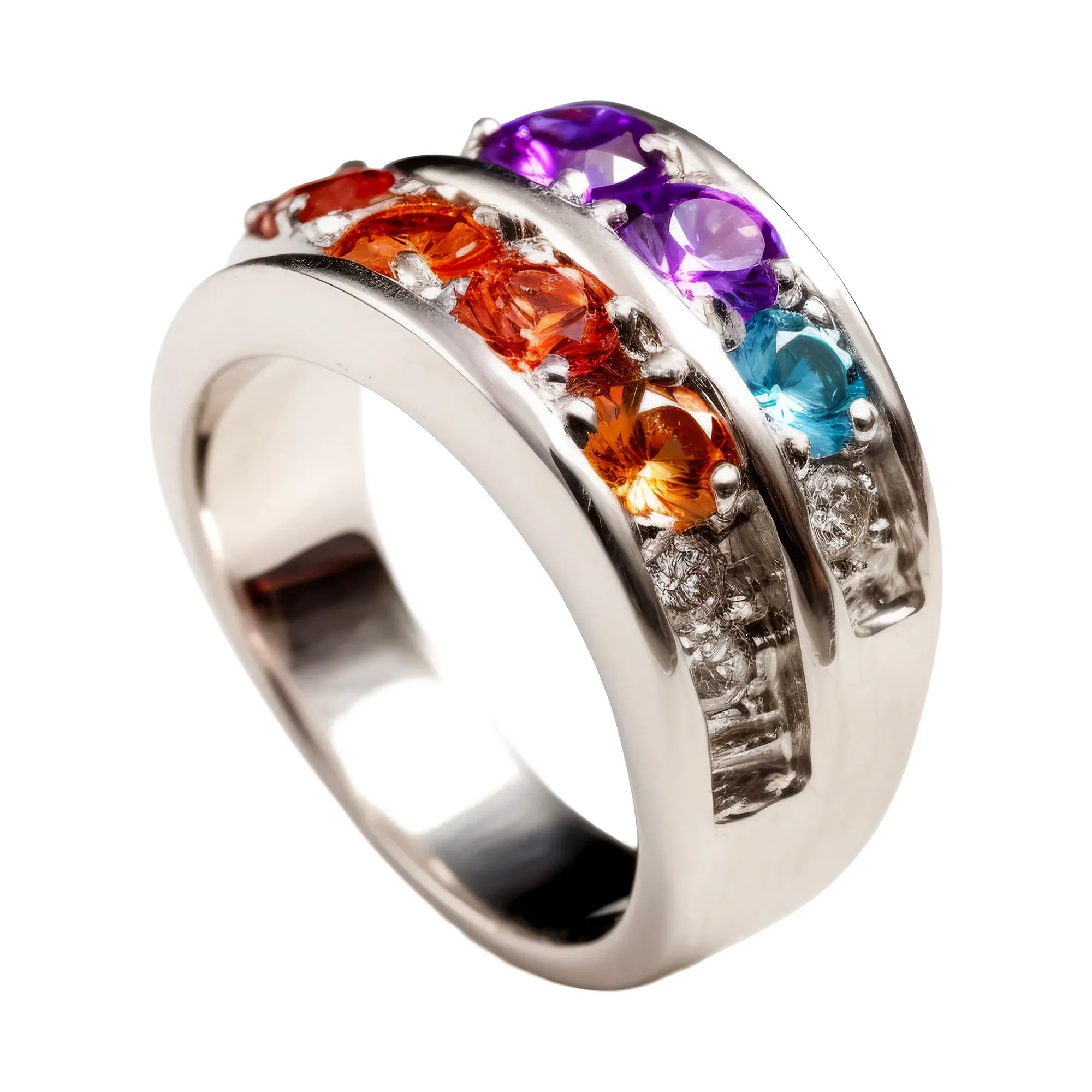 Multicolor Zircon Ring in sterling silver