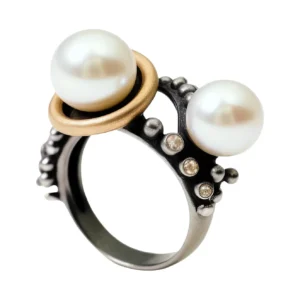 Astral Verge – Black Silver Pearl Ring