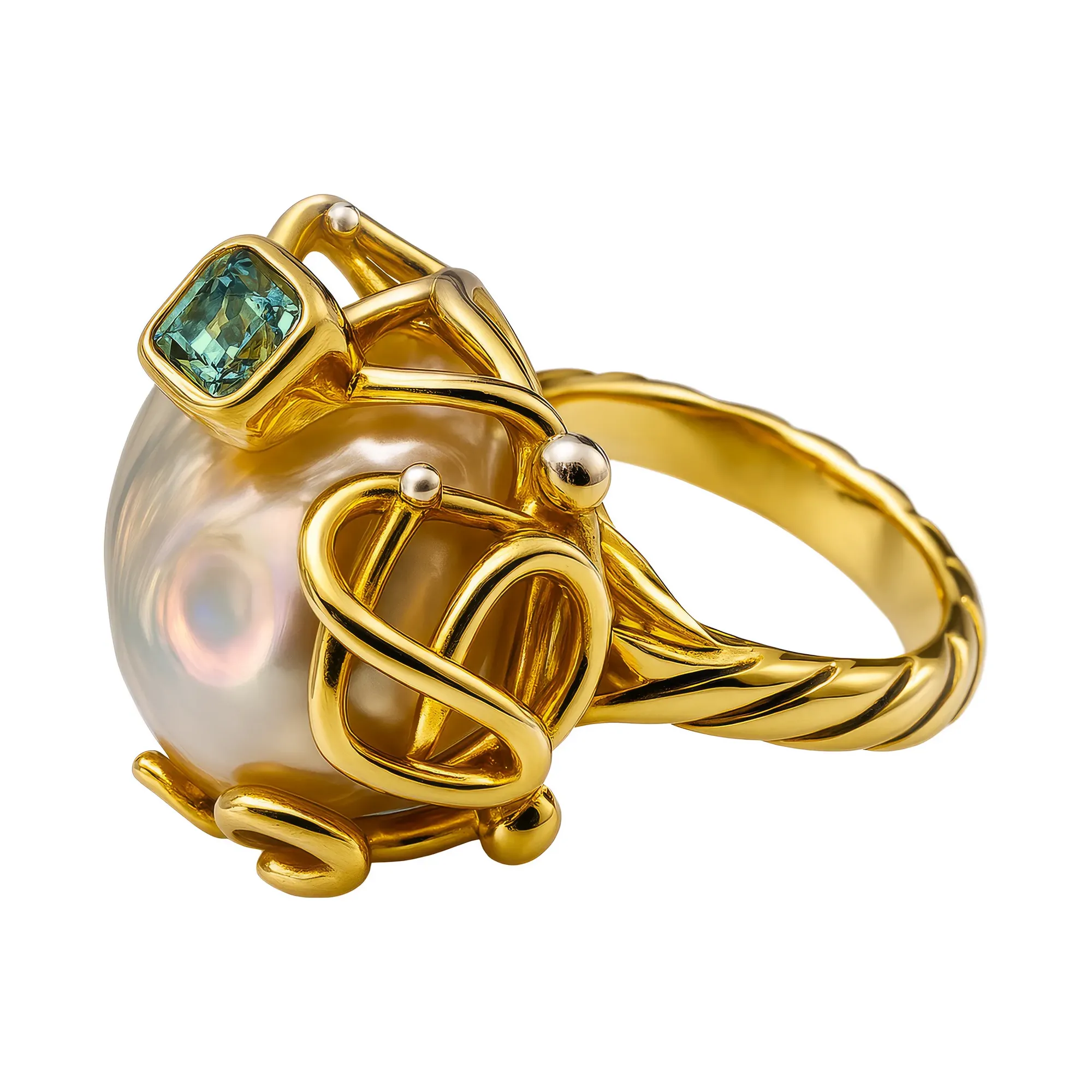 Pearl Topaz Ring in gold-plated sterling silver
