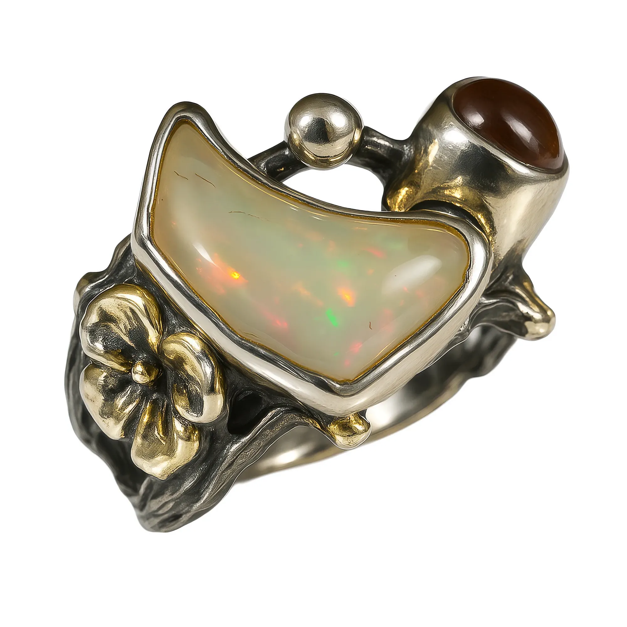 Opal Tourmaline Ring in gold-plated sterling silver
