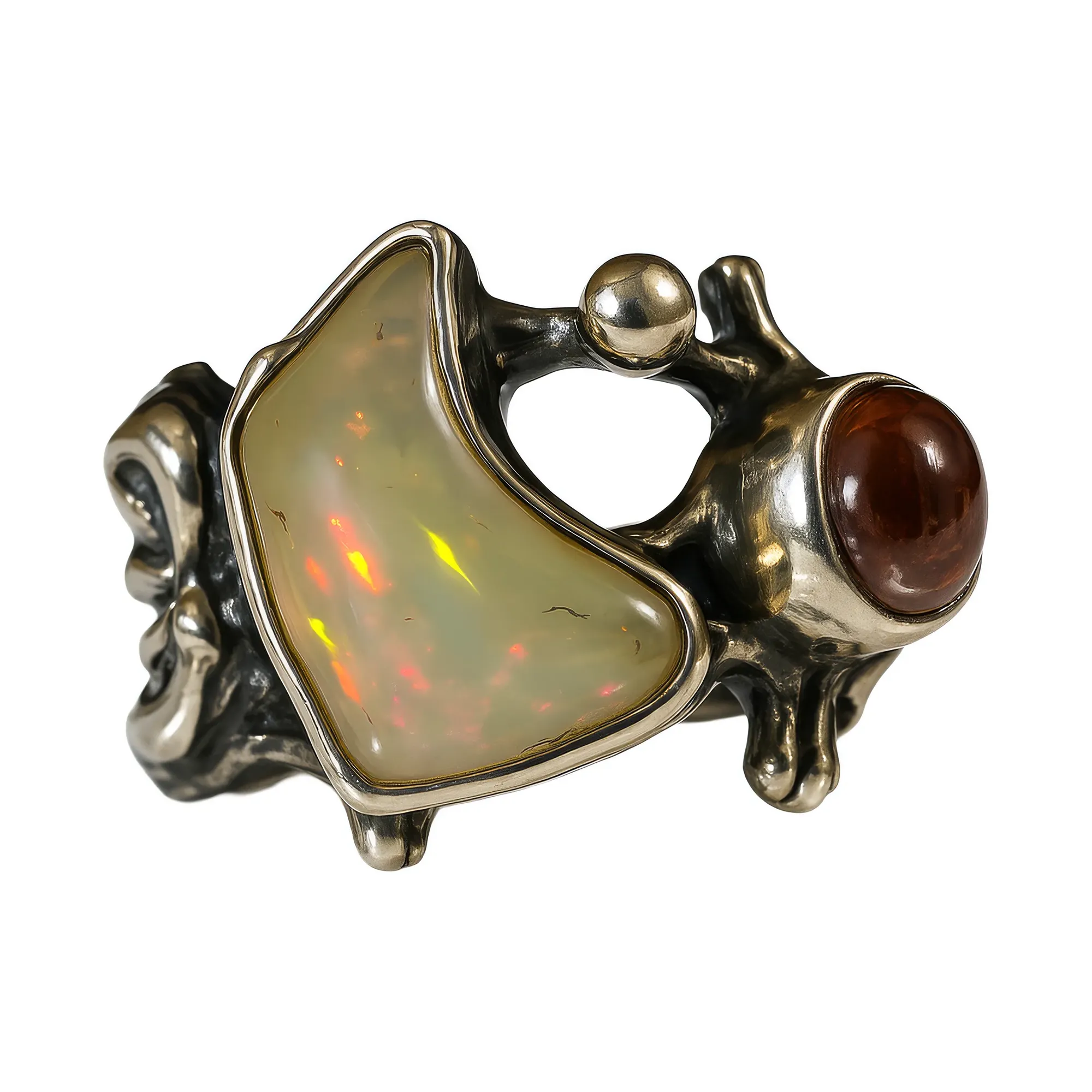 Opal Tourmaline Ring in gold-plated sterling silver, alternate view
