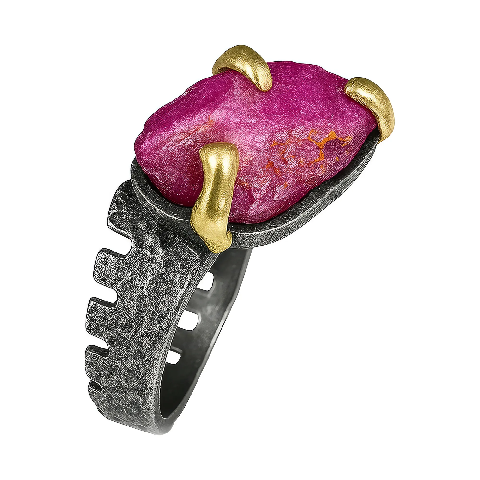 Raw Ruby Ring in gold-plated sterling silver
