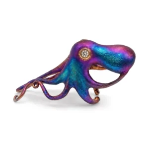 Abyssal Bloom – Iridescent Silver Octopus Ring