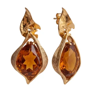 Amberflare – Citrine Drop Earrings in Gold-Plated Silver
