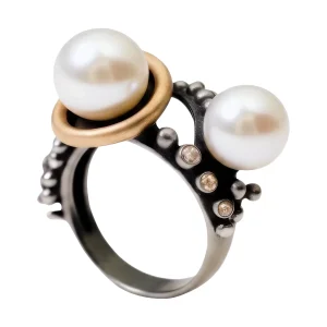 Astral Verge – Black Silver Pearl Ring